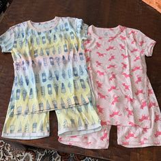 Gap Pajamas Ice Cream (Blue:Yellow)Shorts And Short Sleeve Top And Unicorn (Dark Pink/Light Pink) Shorts And Short Sleeve Top. Both Sets Included. Never Worn! No Tags. Multicolor Short Sleeve Sleepwear For Pajama Party, Casual Gap Sleepwear For Spring, Cute Multicolor Sleepwear For Sleepovers, Gap Sleepwear For Spring Loungewear, Spring Gap Loungewear Sleepwear, Gap Spring Loungewear Sleepwear, Casual Sleep Tops By Gap, Casual Gap Sleep Top, Casual Gap Tops For Sleep