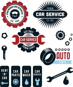 various car service logos and emblems