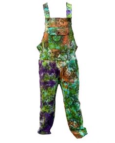 -Unisex tie dyed printed dungaree. -Made from 100% Cotton. -Stonewashed to make it look earthy and for maximum comfort. -Patchwork dungaree provided with adjustable shoulder straps with wooden buttons. -Features a chest pocket, 2 side pockets and 2 back pockets. -Baggy harem pants. -Non stretchable fabric. -Perfect for warm summer days, festivals or even for casual wear. -Handmade in Kathmandu, Nepal. So, measurement may vary slightly. -Hand wash separately in cold water. Do not use bleach. Do n Casual Cotton Overalls For Festivals, Casual Festival Overalls, Acid Wash Cotton Overalls With Pockets, Men Rave Outfits, Men Festival Outfit, Boho Formal, Mens Cargo Trousers, Festival Outfits Men, Overalls Casual