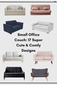 some couches and chairs with the words small office couch 17 super cute & comfy designs