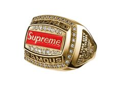 Supreme "Jostens World Famous Championship Ring" 24K Gold Layered on Sterling Silver Ring Size: 10 100% AUTHENTIC GUARANTEED FINAL SALE Returns are Not accepted for this Limited Edition Item. Please ask all Questions before purchase Orders and Processing Orders will be processed within 24-36 hours. Any orders made on a weekend or a holiday will not be processed till the next business day. If there are any issues with your order in regards to the status of the item, payment, and/or shipping infor Gold Championship Ring, Luxury Gold Diamond Ring Collectible, Collectible Luxury Gold Rings, Collectible Gold Rings With Diamond Accents, Nba Championship Rings, Super Bowl Rings, Hand Rings, Championship Rings, Ring Size 10