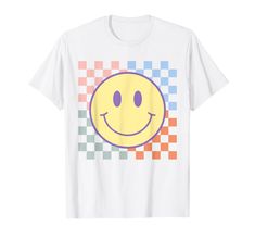 PRICES MAY VARY. Retro Happy Face Shirts Smile Face Checkered Pattern Trendy shirts for women, men, kids, teacher, nurse, student, boy, girls, mother, father, grandma, grandpa,....Retro Smile Shirt, Funny t shirt, funny shirt for women men and kids. Motivational shirt. Retro Happy Face Tee Smile Face Checkered Pattern Trendy Shirt featuring a smile face sure to blow you mind and make you outstanding when wearing it. Gift for Birthday, mother's day, father's day, anniversary, funny clothing, holi Trendy Shirts For Women, Happy Face Shirt, Funny Clothing, Nurse Student, Anniversary Funny, Funny Shirts Women, Funny Outfits, Trendy Shirts, Happy Face