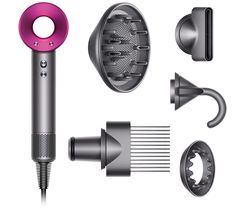 Dyson Supersonic Hair Dryer with Attachments - QVC.com Supersonic Hair Dryer, Hair Dryer Straightener, Thick Coarse Hair, Dyson Hair Dryer, Dyson Supersonic, Hair Diffuser, Ionic Hair Dryer, Wide Tooth Comb, Defined Curls