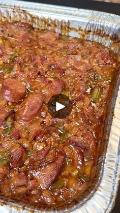 a casserole dish with meat and vegetables in it