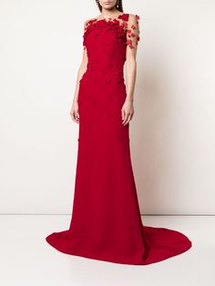 Formal Prom Dresses, Designer Evening Gowns, Designer Evening Dresses, American Fashion Designers, Dresses Designer, Celebrity Red Carpet, Formal Dresses Prom, Floral Applique, Designer Gowns