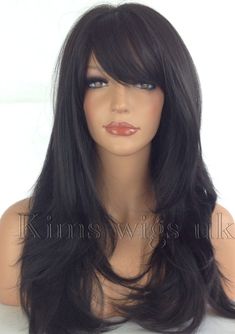 FULL LONG WOMENS LADIES FASHION HAIR WIG  BLACK/DARK BROWN HEAT RESISTANT UK V Shaped Haircut, How To Grow Natural Hair, Synthetic Wig, Womens Wigs, Hair Dos, Long Black, Balayage Hair, Hair Day, Hair Pieces