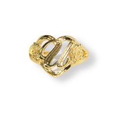 Ring open and adjustable. Fits size 6-10. Gold Initial Ring, Initial Ring, Gold Rings, Initials, Size 6, Ring, 10 Things, Gold