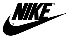 the nike logo is shown in black and white