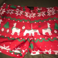 Christmas Shorts Deep Pocket Faux Welt Back Pockets Size Xl. Waist 38” Inches Casual Christmas Holiday Pants, Casual Holiday Pants For Christmas, Casual Christmas Holiday Bottoms, Casual Red Bottoms For Christmas, Casual Red Holiday Bottoms, Casual Red Bottoms For Holidays, Red Bottoms For Christmas Holiday, Red Festive Bottoms For Winter, Red Festive Winter Bottoms