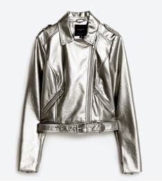 Silver Leather Jacket, Gold Outfit, Rock Outfits, Leather Motorcycle Jacket, Mode Fashion, Black Knit, Biker Jacket, Outerwear Women, Leather Coat