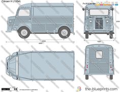 the blueprints com dump truck is shown in three different views, including the front and