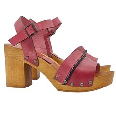 Our fresh sandals with a very comfortable fit are the best choice for preserving your femininity, without sacrificing comfort and style. Sandals with brown wooden base Fuchsia leather band Adjustable ankle strap Insole in soft leather Heel height 8.5 cm with 2 cm plateau Made entirely by specialized Italian personnel Handcrafted products using the best materials BEFORE PURCHASING DO NOT FORGET TO CHECK THE SIZE! Medium Width Sandals With Wooden Heel, High Heel Sandals With Heel Strap In Medium Width, Summer Mules With 4-inch Heel And Ankle Strap, Wedge Sandals With Wooden Heel And Medium Width, Medium Width Wedge Sandals With Wooden Heel, Summer High Heel Sandals With Deep Heel Cup, Open Heel Leather Heels With Wooden Heel, Summer Open Toe Clogs With 4-inch Heel, High Heel Sandals With Deep Heel Cup