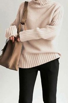 Warm Sweater, Hand Knitted Sweaters, Warm Sweaters, Trendy Clothes For Women, Color Khaki, White Sweaters, Bell Sleeve Top, Cute Outfits, Turtle Neck