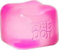 a pink soap bar with the word boo on it's front and back side