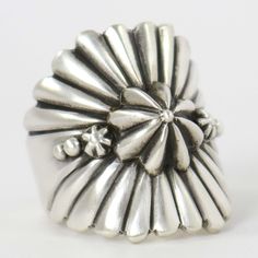 Sterling Silver Ring with Hand-Stamped and Repousse Designs. Ring Size: 6.75 .25” - .875” Band Width Zuni Jewelry, Concho Belt, Navajo Jewelry, Native Jewelry, Pendant Rings, Art Clothes, Natural Wool, Earring Necklace, Sterling Silver Ring