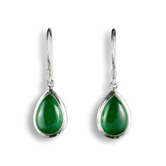 These beautiful 925 silver earrings were handmade in a small family factory, where the silversmith's craft and tradition has been passed down from generation to generation. The green jade drop-shaped gemstones are of natural origin. They have a size of 10 x 15 mm. The earrings, including the ear hooks, have a length of approx. 30 mm. To prevent the earrings from getting lost, we'll give you a few silicone stoppers for free. Also included in the delivery is an organza jewelry bag that can be used Green Sterling Silver Teardrop Earrings Gift, Green Sterling Silver Teardrop Earrings, Green Jade Earrings For May Birthstone, Green Sterling Silver Teardrop Dangle Earrings, Teardrop Jade Gemstone Earrings, Nickel-free Teardrop Jade Earrings, Organza Jewelry, Jewelry Bag, 925 Silver Earrings