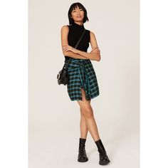 Green plaid nylon (100% Viscose). Mini. Pull on. 16" from waist to hemline. Imported. Rent The Runway, 90s Inspired, Closet Designs, Love And Lemons, Green Plaid, For Love And Lemons, Plaid Flannel, Blue Print, Wrap Skirt