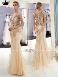 Gold Fitted Mermaid Wedding Dress, Gold Mermaid Dress For Wedding And Prom Season, Champagne Fitted Mermaid Wedding Dress, Champagne Mermaid Wedding Dress Fitted, Gold Fitted Mermaid Dress For Banquet, Gold Fitted Mermaid Hem Gown, Gold Mermaid Dress With Sequins For Wedding, Gold Sequined Mermaid Dress For Wedding, Gold Sequined Mermaid Wedding Dress