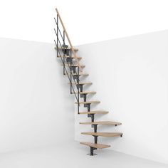 a staircase made out of wood and metal