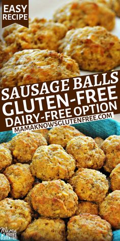 sausage balls gluten - free dairy - free option with the title text above it