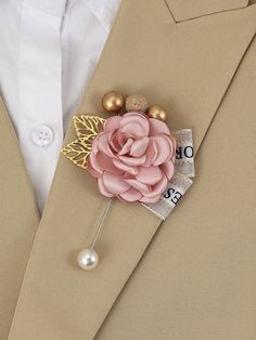 Multicolor  Collar  Poliéster   Embellished   Bodas y Eventos Brooch Boutonniere, Grooms Boutonniere, Bridal Accesories, Flower Boutonniere, Quince Decorations, Button Holes Wedding, Wedding Boutonniere, Sewing Crafts Tutorials, Groom Boutonniere