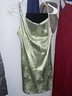 90s Style Party Dress  | eBay Spring Party A-line Slip Dress, Spring Formal Fitted Slip Dress, Fitted Formal Slip Dress For Spring, Spring Evening Fitted Slip Dress, A-line Party Slip Dress Lined, A-line Lined Slip Dress For Party, Green Mini Dress For Formal Party Season, Green Mini Dress For Formal Parties, Spring Formal Lined Slip Dress