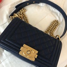 Dark Blue (Navy) Chanel Boy Bag Small Size, It’s Used Few Times. Side Stickers Are Still On The Bag. Chanel Box And Dust Bag, With Authenticity Card 100% Authentic 95% New Chanel Chevron, Chanel Crossbody, Navy Chanel, Chanel Box, Chanel Chain, Christian Louboutin So Kate, Bag Chanel, Authentic Bags, Classic Flap Bag