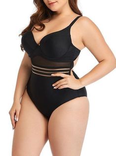 One Piece Swimsuits Oversized Mesh Hollow Plain One-piece Swimsuit – Instastyled | Online Fashion Free Shipping Clothing, Dresses, Tops, Shoes