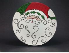 a white plate with a santa clause on it