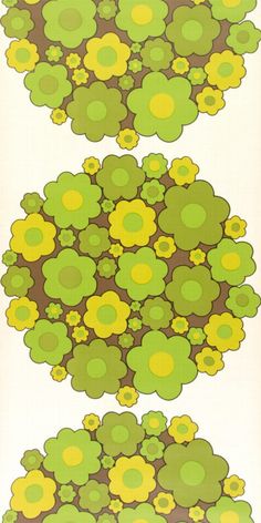 three green and yellow flower designs on white paper