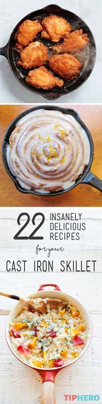 three different types of food in pans on a table with text overlaying them