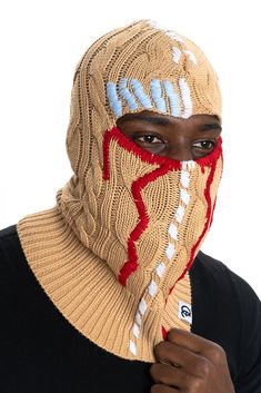 ONESIZE SHEISTY SKI MASK -KNITTED MATERIAL - ONESIZE COLORS: BLACK , KHAKI & WHEAT MATCHES WITH F405 SWEATER Fitted Casual Balaclava For Fall, Casual Warm Balaclava For Streetwear, Casual White Balaclava, Casual Balaclava For Cold Weather, Casual Fitted Knitted Balaclava, Casual Streetwear Balaclava, Casual Balaclava For Streetwear, Casual Full-face Balaclava, Fitted Balaclava For Winter Sports