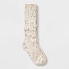 Enhance comfort with Women's Cotton Blend Ribbed Fleck Slouch Crew Boot Socks - Universal Thread™ Ivory 4-10. Crafted from a lightweight ribbed and knit fabric, they offer the right amount of warmth and coziness. The flat seams ensure a snug fit, keeping your socks in place no matter where the day takes you. Perfect for pairing with boots, these socks are a must-have for any wardrobe. Universal Thread™: Found exclusively at Target. Comfortable Fitted Cream Socks, Casual Beige Knee-high Socks, Comfortable Cream Socks For Fall, Comfortable Beige Knee-high Socks, Comfortable Beige Mid-calf Socks, Cream Boots, Slouch Socks, Cozy Accessories, Slouchy Style