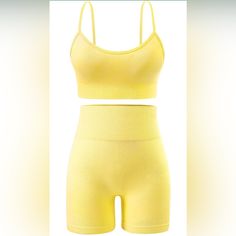 Asyeea Seamless Workout Sets For Women 2 Piece Outfits High Waist Yoga Shorts Adjustable Padded Sports Bra And Biker Short Set Yellow New Never Worn. No Tags On It As It Came In A Bag! Workout Sets For Women, Biker Short Set, Mid Rise Jean Shorts, Lululemon Hotty Hot Shorts, Short Loungewear, Gym Clothes Women, White Jean Shorts, Biker Short, Gap Women