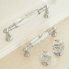 3.75" 5" Crystal handles Knob Drawer Pull Knob Glass Dresser Handles Pulls Chrome Clear Silver Cupboard Cabinet Handle Pull Modern 96 128 The price is for one piece. Material: Crystal + Zinc Alloy Color: Clear + Chrome Silver 2 colors to choose from: clear + bright silver Gold Mental Color https://www.ebay.com/itm/313084468659 Black Silver Color https://www.ebay.com/itm/313084477391 Measurements: 1.small Knob Dia:1.22" (31mm) When installed the knob sticks out 1.53" (39 mm) 2.Large Knob Dia: 1.6 Vintage Drawer Pulls Brushed Nickel, White Cabinets With Silber Hardware, Siliver Cabinet Handles, Glam Cabinet Knobs, Cabinet Pulls For White Cabinets Silver, Clear Dresser Knobs, Knobs Or Pulls For Kitchen Cabinets Silver, Polished Chrome Cabinet Handles, Silver Cabinet Hardware White Cabinets