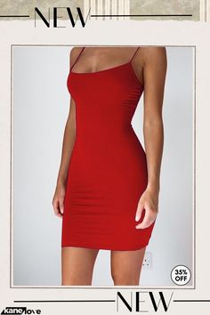 Women's Fashion Sexy Solid Color Elastic Spaghetti Strap Dress