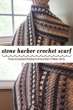 the stone harbor crochet scarf is made from yarn