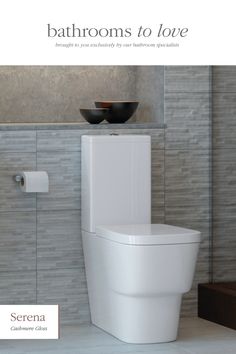 a white toilet sitting in a bathroom next to a bowl on top of a counter