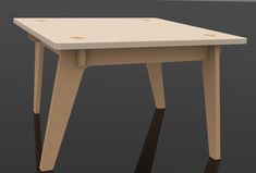 a small table that is made out of plywood and has no legs on it