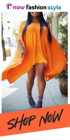 knowfashionstyle Orange Fashion Casual Solid Off the Shoulder Bat Sleeve Irregular Dress Irregular Dress, Bat Sleeve, Orange Fashion, Fashion Casual, High Low Dress, High & Low, Off The Shoulder, Casual Dresses, Casual Fashion