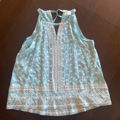 Gorgeous Sundance Sleeveless Top- Nwot! Beautiful Blue With White Embroidery. Back Ties At Neck. Great Detail! No Smoking Home. Perfect Condition. Light Blue Tank Top For Beach In Spring, Light Blue Sleeveless Summer Top, Light Blue Sleeveless Top For Summer, Fitted Summer Sleeveless Halter Top, Stretch Sleeveless Blouse For Beach, Fitted Sleeveless Blouse Halter Top For Vacation, Fitted Cami Blouse For The Beach, Fitted Sleeveless Blouse For The Beach, Fitted Sleeveless Halter Top For Vacation