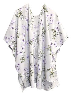 Light Gray Floral / Purple Kimono Shawl - Chic Meadow Boutique Purple Kimono, Beautiful Kimono, Beautiful Kimonos, Scarf Sale, Grey Floral, British Indian, A Dress, Lightweight Fabric, Light Gray