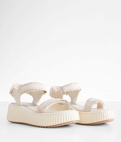 Dolce Vita Debra Flatform Sandal - Cream US 6-1/2, Women's Ivorysuede Pieced suede and crochet hook and latch strap sandal Cushioned footbed 2 heel with a 1 1/2 platform. Due to the nature of leather/suede, small variances of color in the skin may occur, this is in no way considered a defect. These are inherent characteristics of leather/suede and will enhance the individual look of your garment.. Upper: Leather. Balance man made materials. Apparel & Accessories > Shoes Beige Sandals With Woven Sole And Ankle Strap, Beige Suede Sandals With Woven Sole, Adjustable Cream Platform Sandals, Cream Open Toe Sandals With Textured Sole, Beige Suede Platform Sandals, Cream Closed Toe Sandals With Textured Sole, Cream Leather Sandals With Woven Sole, Beige Suede Ankle Strap Sandals, Sandal For Women