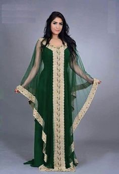 Green and Gold Dubai Style Moroccan women kaftan dress Making Kaftan: 1)Women Kaftan 2)Kids Kaftan or Girls Caftan if you want to make women kaftan please select XS to 6X Size or if you want to make kids kaftan please select 1Years kids to 16 Years kids Size. Size: Women : XS to 6X Kids : 2 Years to 16 Years Custom Size: Send your Measurement (please check the size chart attached at the end gallery image of this product. Please Select Your Regular Dress size.) Stitching Type:Stitched Quality: Be Kaftan Hijab, Moroccan Kaftan Dress, Long Kaftan Dress, Kaftan Gown, Arabic Dress, Moroccan Women, Dubai Style, Moroccan Kaftan, Gaun Fashion