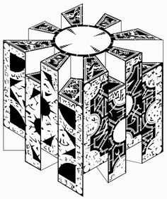 an image of a cube that has been drawn in black and white