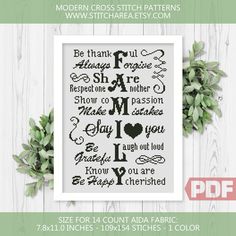 a cross stitch pattern with the words, be that i love you and other things