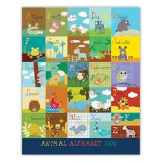 an animal alphabet poster with many different animals