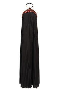 An abundance of embellishments at the top lend touchable texture and shine to a glamorous floor-length gown in flowing pleated chiffon. 64" length (size 8) Clasps at neck; hidden back-zip closure Halter neck Sleeveless, with cutaway shoulders Lined 100% polyester Dry clean Imported Glamorous Floor-length Evening Dress With Pleated Back, Floor-length Pleated Gown For Party, Glamorous Floor-length Pleated Evening Dress, Evening Accordion Pleated Maxi Dress, Pleated Floor-length Evening Gown, Glamorous Pleated Back Maxi Dress For Gala, Floor-length Pleated Evening Gown, Elegant Floor-length Evening Dress With Accordion Pleats, Pleated Floor-length Evening Dress For Cocktail