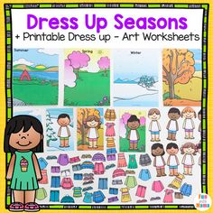 dress up seasons printable worksheet for kids to practice their art and craft skills