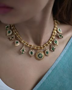 Gold Plated Multicolor Stones Necklace Sets From 'Prade Jewels' • South India Jewels South Indian Jewellery Necklace Set, Kundan Haram, Gold Jewelry Prom, Jaipur Jewelry, Gold Temple Jewellery, Stone Necklace Set, Gold Jewelry Simple Necklace, Antique Jewellery Designs